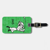 名前入りなメスのゴルフ漫画のゴルファー ラゲッジタグ (正面横)