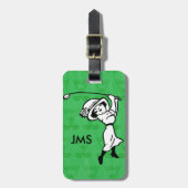 名前入りなメスのゴルフ漫画のゴルファー ラゲッジタグ (正面縦)