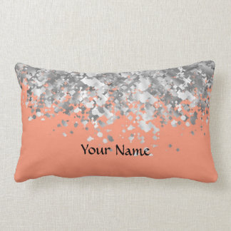 名前入りなモモおよびフェイクなグリッター ランバークッション