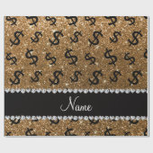 名前入りな一流の金ゴールドのグリッターのドル記号 ラッピングペーパー (フラット)