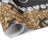 名前入りな一流の金ゴールドのグリッターのドル記号 ラッピングペーパー (ロールコーナー)