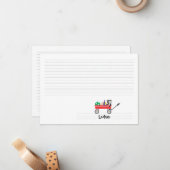 名前入りな並べられた赤いワゴン平らなメッセージカード ノートカード (正面/裏面インサイチュ)