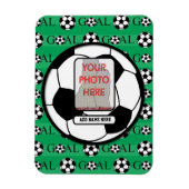 名前入りな写真および名前のサッカーボール マグネット (縦)