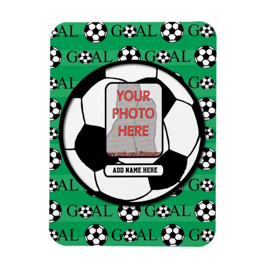 名前入りな写真および名前のサッカーボール マグネット (縦)