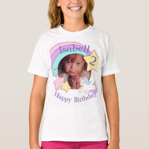 名前入りな写真のユニコーンの誕生日 Tシャツ