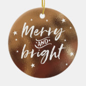 名前入りな写真を持つ青銅色のクリスマスのオーナメント セラミックオーナメント (正面)