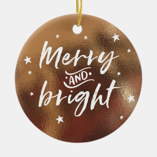 名前入りな写真を持つ青銅色のクリスマスのオーナメント セラミックオーナメント (正面)