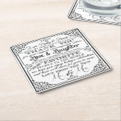 名前入りな好意の結婚式のコースターは感謝していしています スクエアペーパーコースター (アングル)