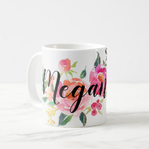 名前入りな春の花のマグ コーヒーマグカップ