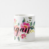 名前入りな春の花のマグ コーヒーマグカップ (中央)