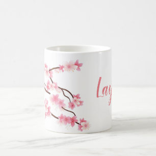 名前入りな春の花のマグ コーヒーマグカップ