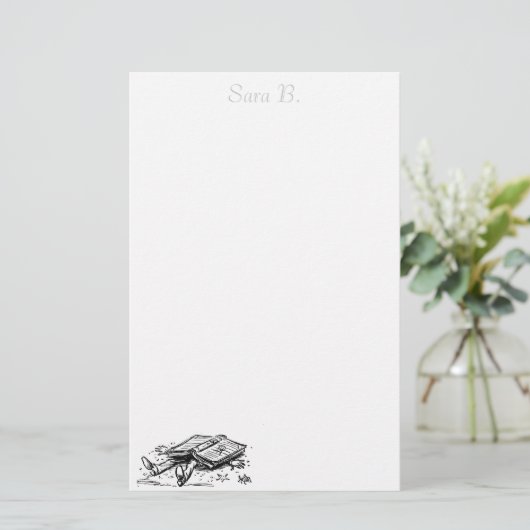 名前入りな本の事故の文房具 便箋 (スタンド正面)