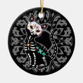 名前入りな死んだかわいい猫のカスタムのガーリーな日 セラミックオーナメント (正面)