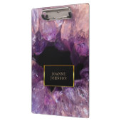 名前入りな紫色の水晶ミネラル宝石用原石 クリップボード (左)