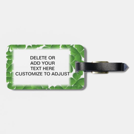 名前入りな緑のアイルランドのシャムロック ラゲッジタグ (裏面横)