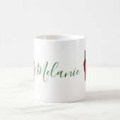 名前入りな緑のチリペッパー コーヒーマグカップ (中央)