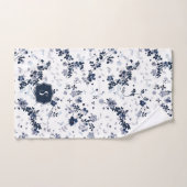 名前入りな藍色のクレマチスの花柄 バスタオルセット (ハンドタオル)