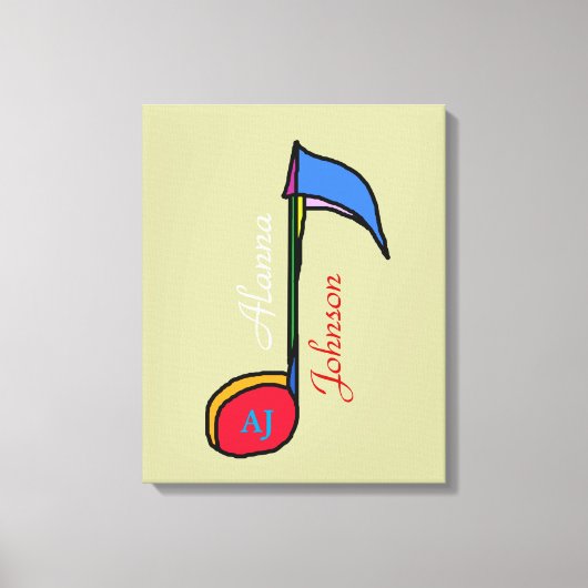 名前入りな装飾音楽ノート キャンバスプリント (正面)