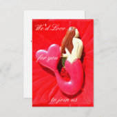 名前入りな赤毛の人魚 招待状 (正面/裏面)