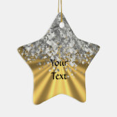 名前入りな金ゴールドおよびフェイクなグリッター セラミックオーナメント (右)