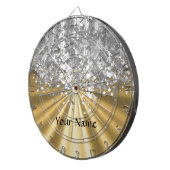 名前入りな金ゴールドおよびフェイクなグリッター ダーツボード (正面右)