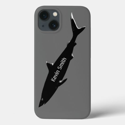 名前入りな黒い水泳の鮫 Case-Mate iPhoneケース (裏面)