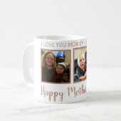 名前入りな3人の写真のばら色の金ゴールドの母の日のマグ コーヒーマグカップ (正面左)