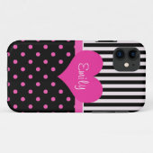 名前入りのかわいいピンクのドット Case-Mate iPhoneケース (裏面(横))