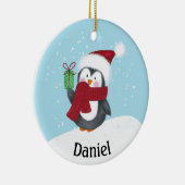 名前入りのかわいいペンギンのクリスマス陶器オーナメント セラミックオーナメント (右)