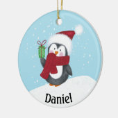 名前入りのかわいいペンギンのクリスマス陶器オーナメント セラミックオーナメント (左)