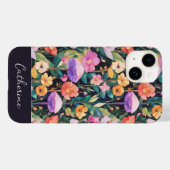 名前入りのかわいいモダンな野の花とキノコのデザイン Case-Mate iPhoneケース (裏面 (横))