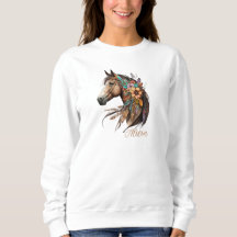 名前入りのかわいい栗毛の馬のTシャツ