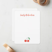 名前入りのさくらんぼのグリーティングカード ノートカード (正面/裏面インサイチュ)