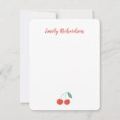 名前入りのさくらんぼのグリーティングカード ノートカード (正面)