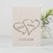 名前入りのウェディングビーチハート 招待状 (スタンド正面)