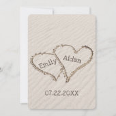 名前入りのウェディングビーチハート 招待状 (正面)
