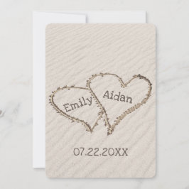 名前入りのウェディングビーチハート 招待状