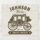 名前入りのオールドウエスタンステージコーチ馬車 ビールラベル (シングルラベル)