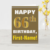 名前入りのカード付き　ゴールド風の66歳誕生日おめでとう カード (黄色い花)