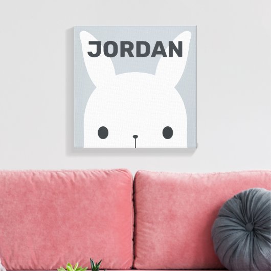 名前入りのキュートなウサギちゃん キャンバスプリント (インサイチュ (リビング))