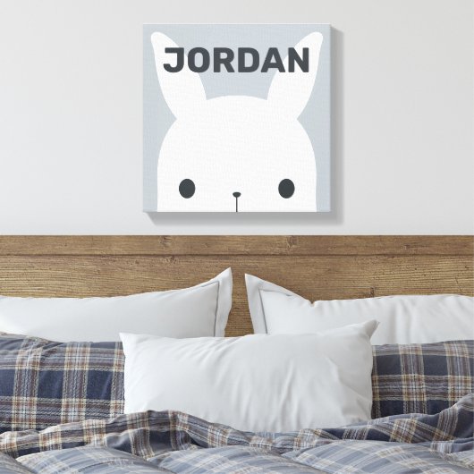 名前入りのキュートなウサギちゃん キャンバスプリント (インサイチュ (寝室))