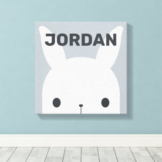 名前入りのキュートなウサギちゃん キャンバスプリント (インサイチュ (ウッドフロア))