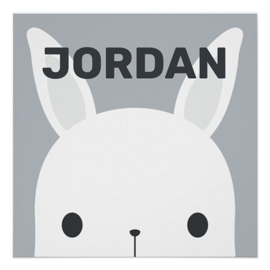 名前入りのキュートなウサギちゃん ポスター (正面)