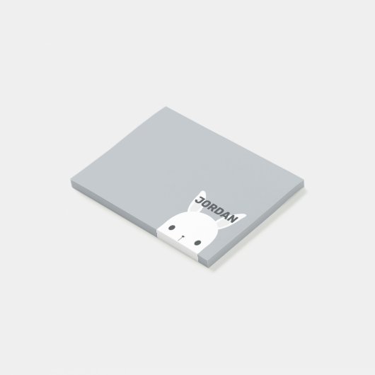 名前入りのキュートなウサギちゃん ポストイット (アングル)