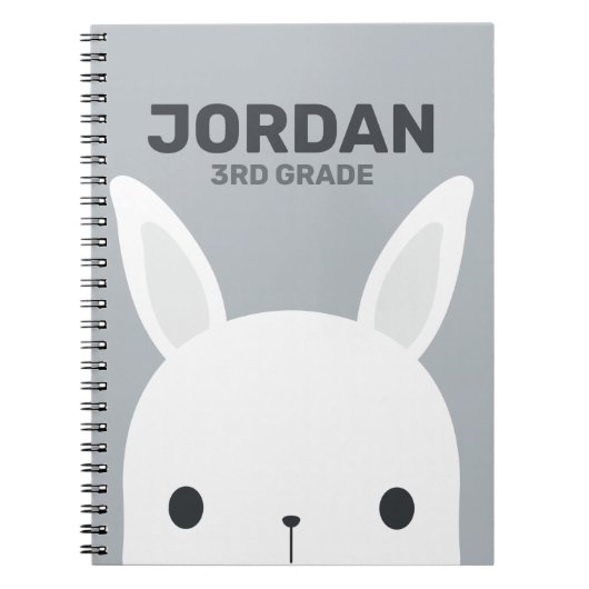 名前入りのキュートなリトルバニーラビット ノートブック (正面)