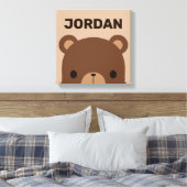 名前入りのキュートな小さな茶色のクマ キャンバスプリント (インサイチュ (寝室))