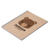 名前入りのキュートな茶色のクマのデザイン ノートブック (左側)