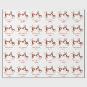 名前入りのクリスマスプレゼント用のユーモアあふれるトナカイ ラッピングペーパー (フラット)