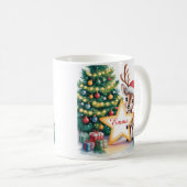 名前入りのクリスマス用トナカイ カスタムネーム コーヒーマグカップ (正面右)
