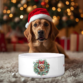 名前入りのクリスマス ペットボウル（リース＆名入り） ボウル